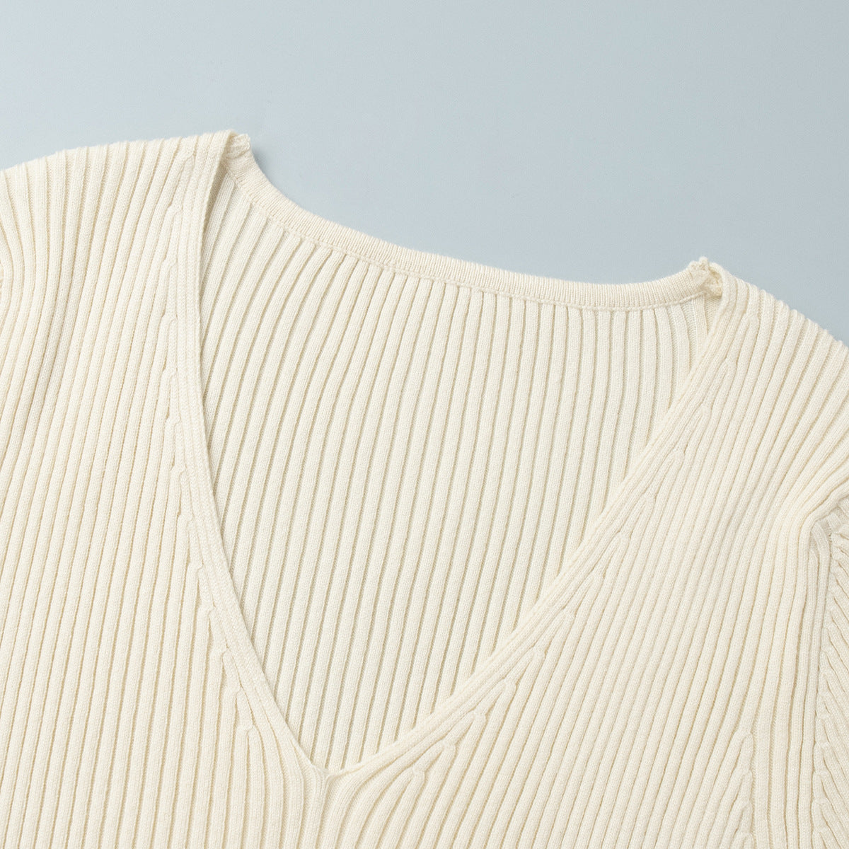 Ribbed V-Neck Knit Maxi Dress