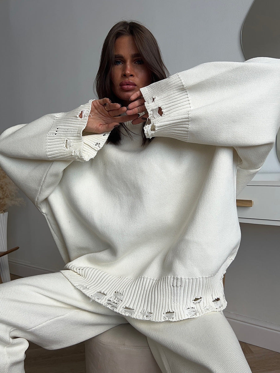 Distressed Knit Oversized Set