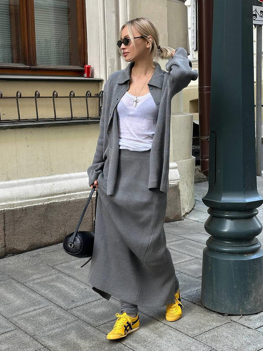 Polo Collar Knit Set
