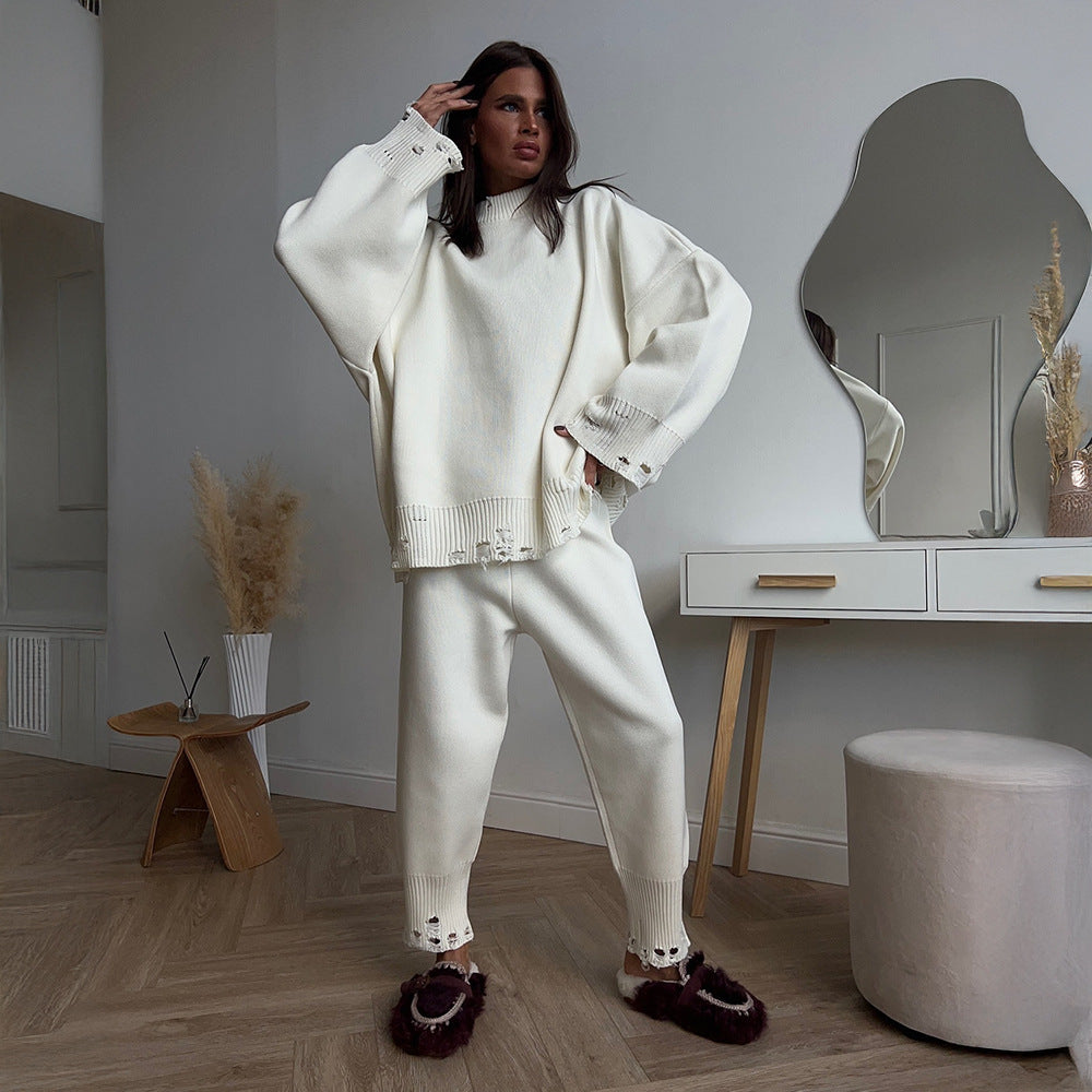 Distressed Knit Oversized Set