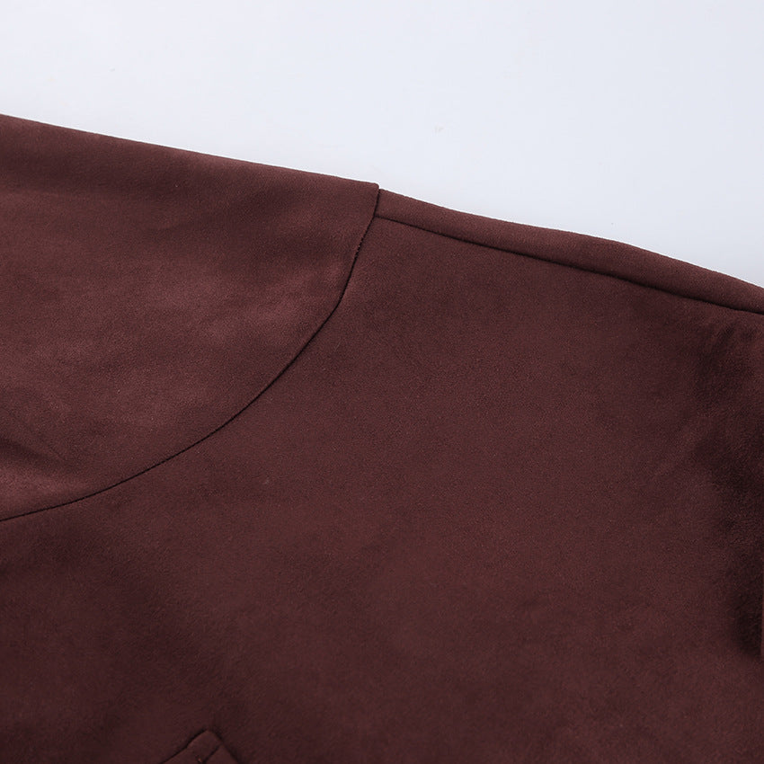 Suede Zipper Bomber Jacket