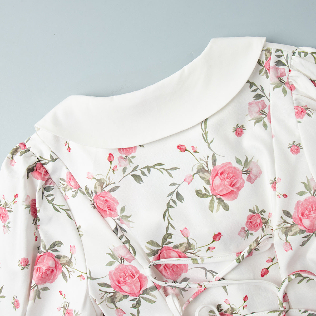 Floral Puff Sleeve Ruffled Mini Dress
