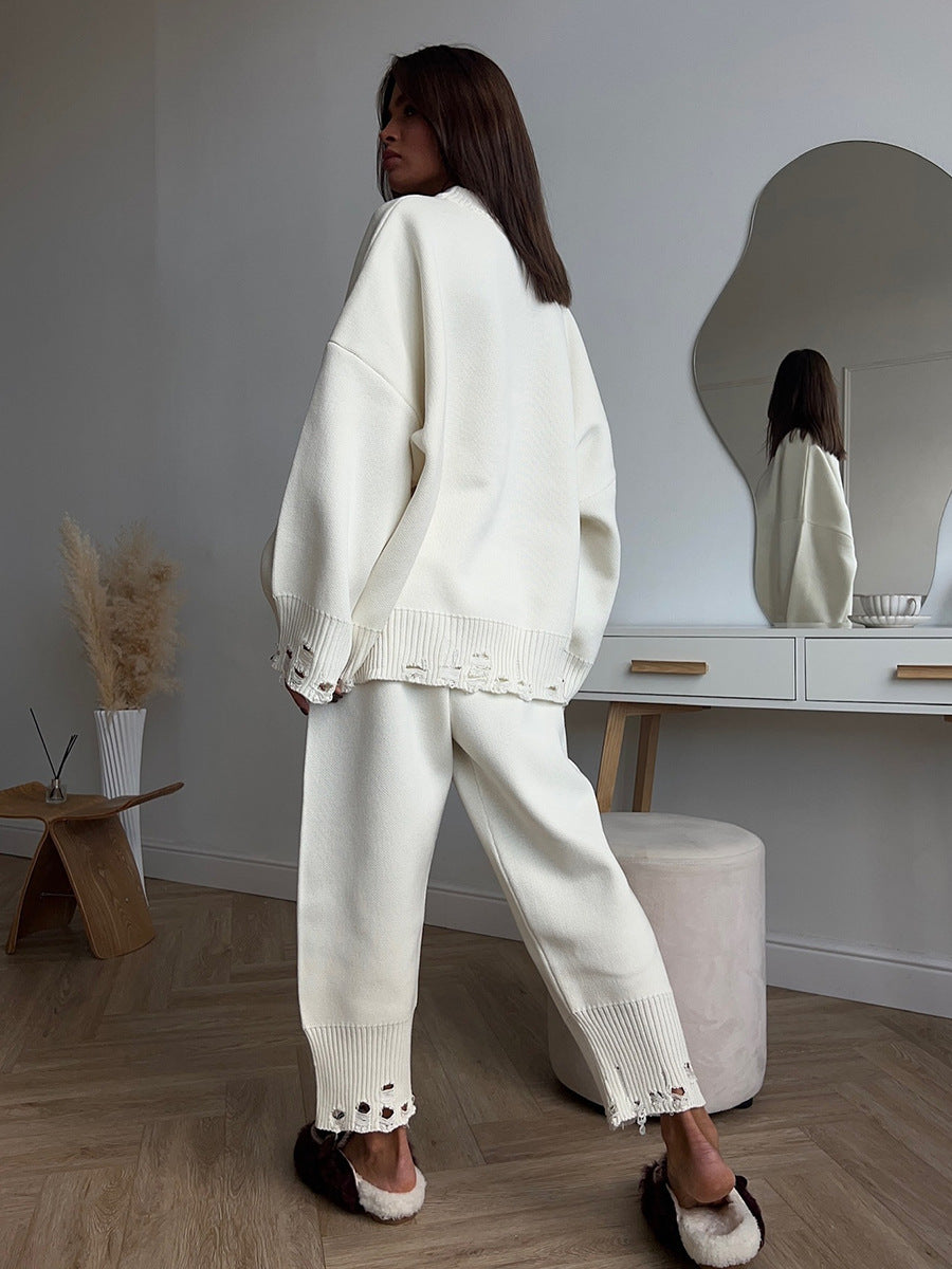 Distressed Knit Oversized Set