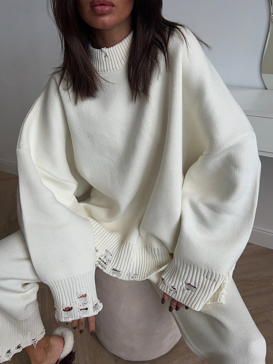 Distressed Knit Oversized Set