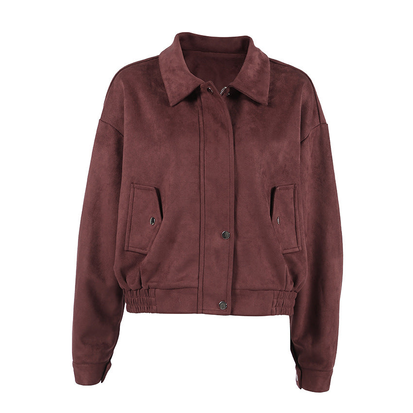 Suede Zipper Bomber Jacket
