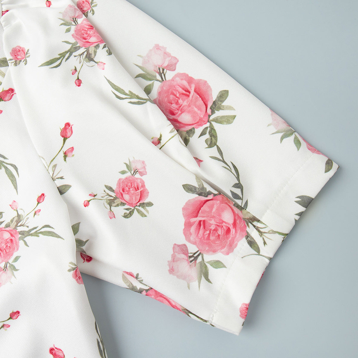 Floral Puff Sleeve Ruffled Mini Dress