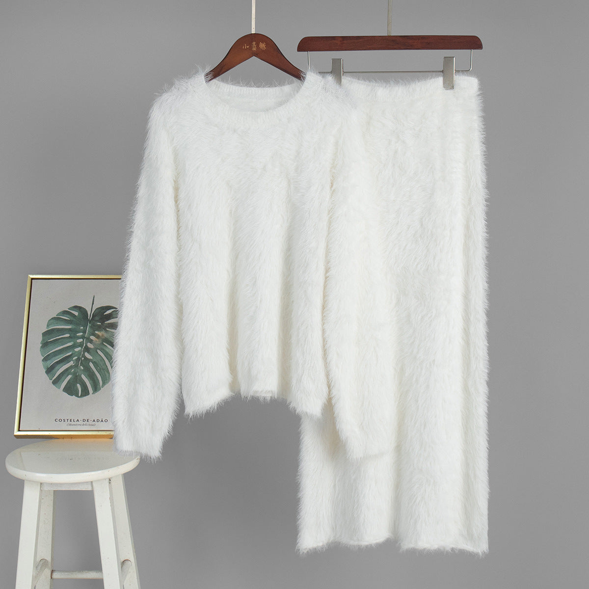 Fuzzy Knit Sweater & Skirt Set