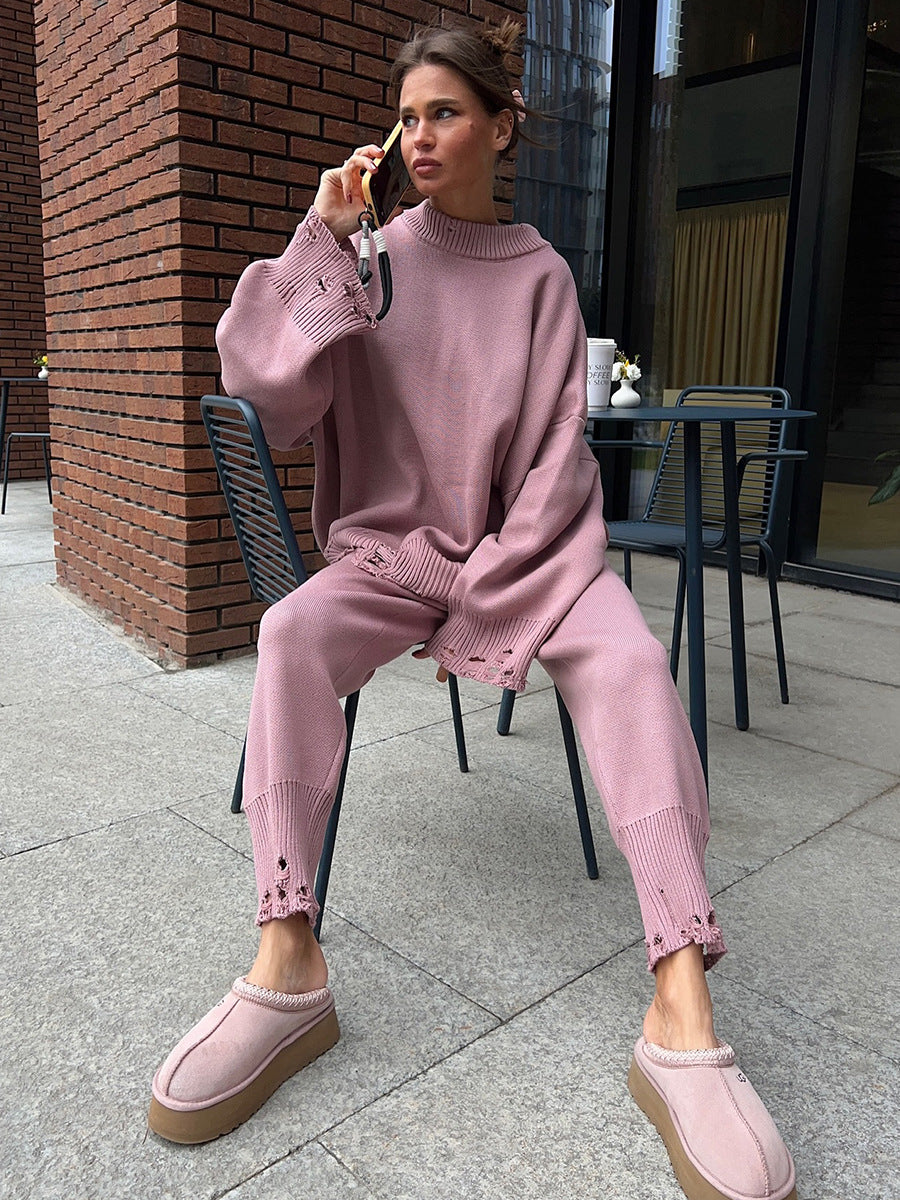 Distressed Knit Oversized Set