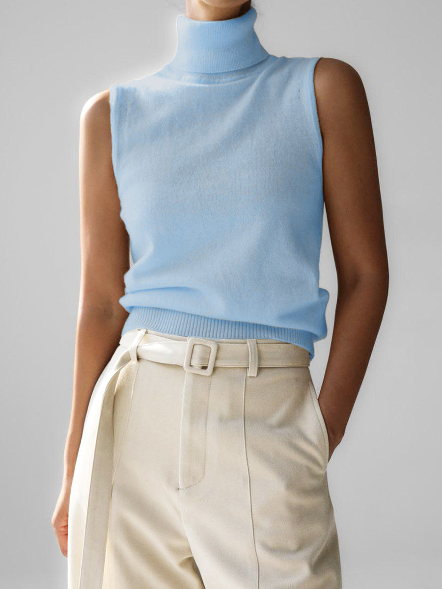 Sleeveless Turtleneck Knit Top