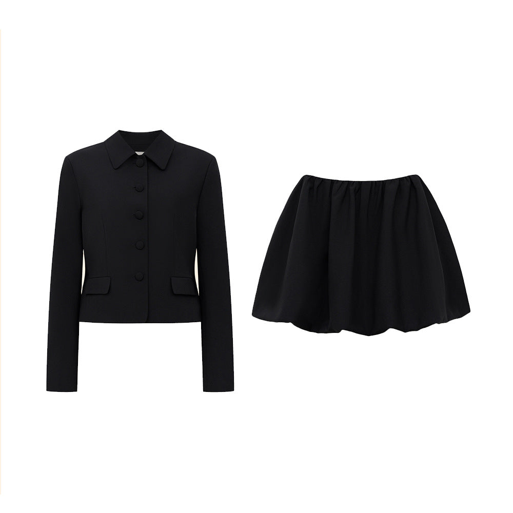Tailored Cropped Blazer & Pleated Mini Skirt Set