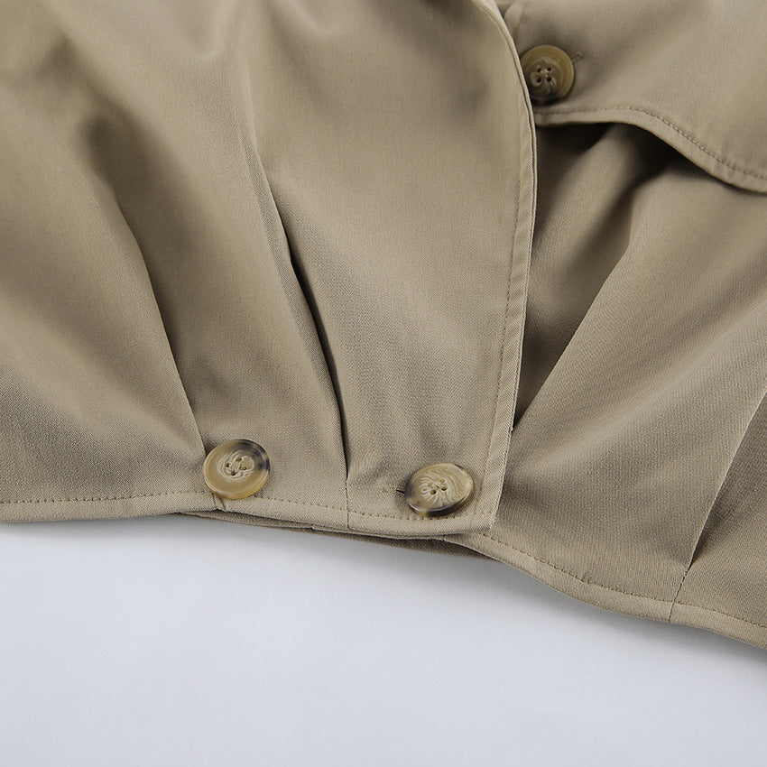Cropped Double Breasted Trench Jacket