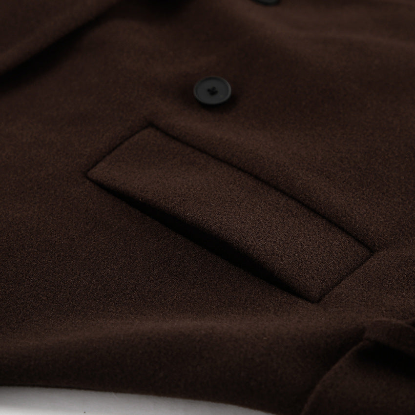 Cropped Wool Blend Double Breasted Coat
