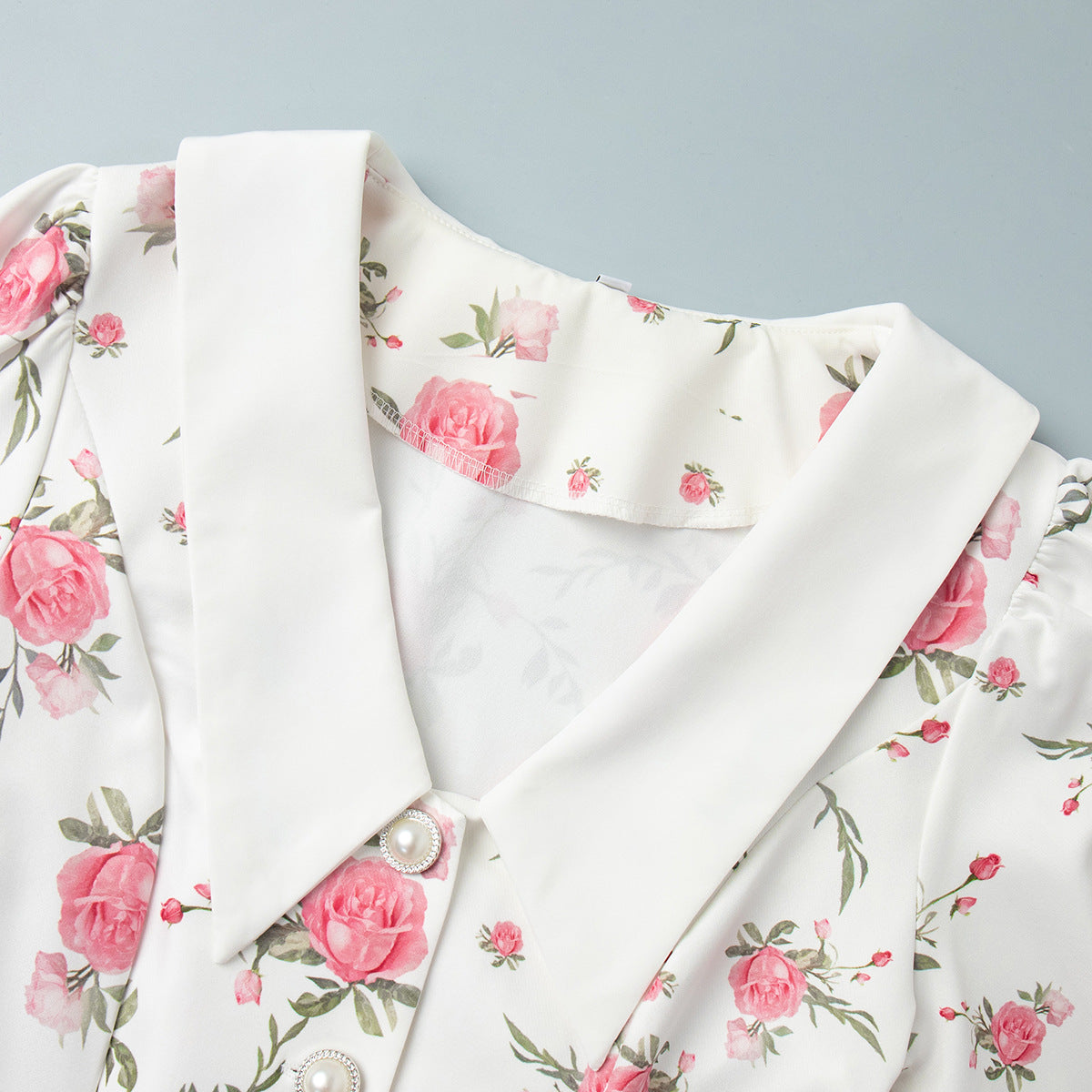 Floral Puff Sleeve Ruffled Mini Dress