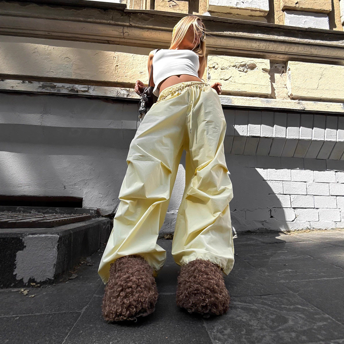 Low Waist Drawstring Cotton Pants