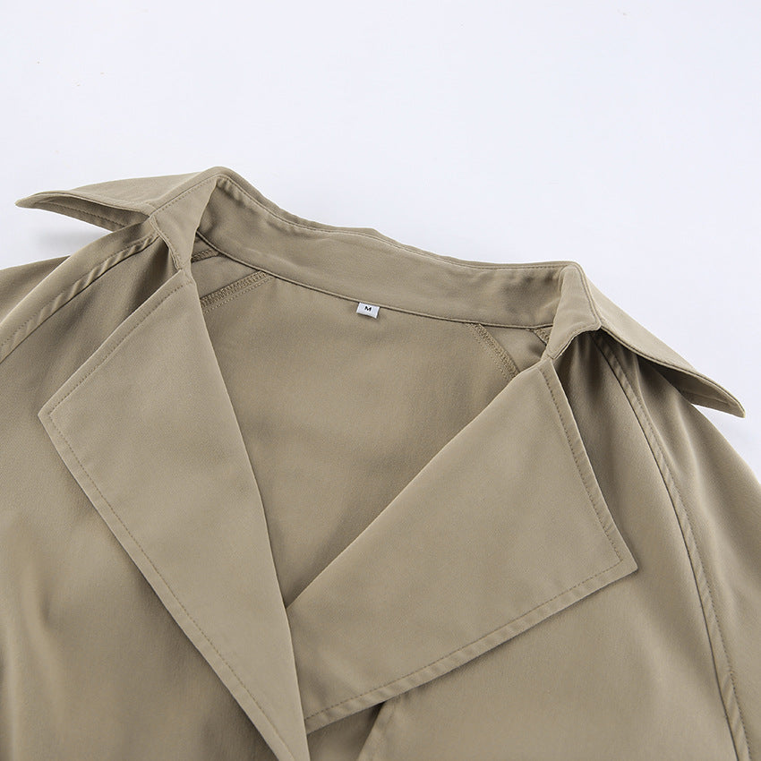 Cropped Double Breasted Trench Jacket