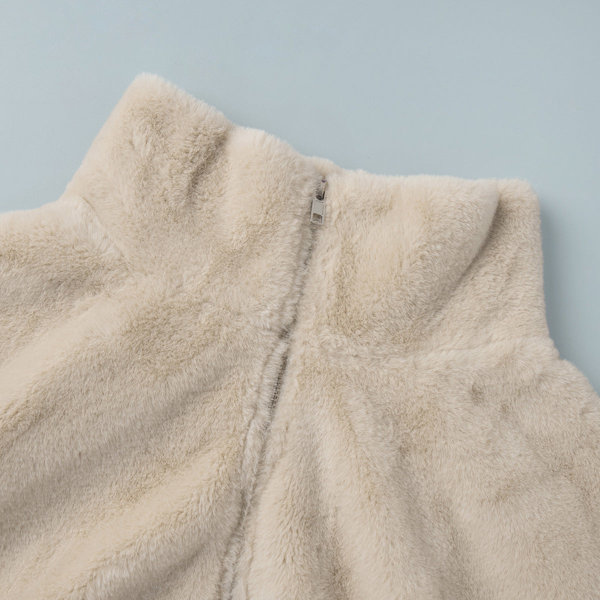 Stand Collar Plush Zip Jacket