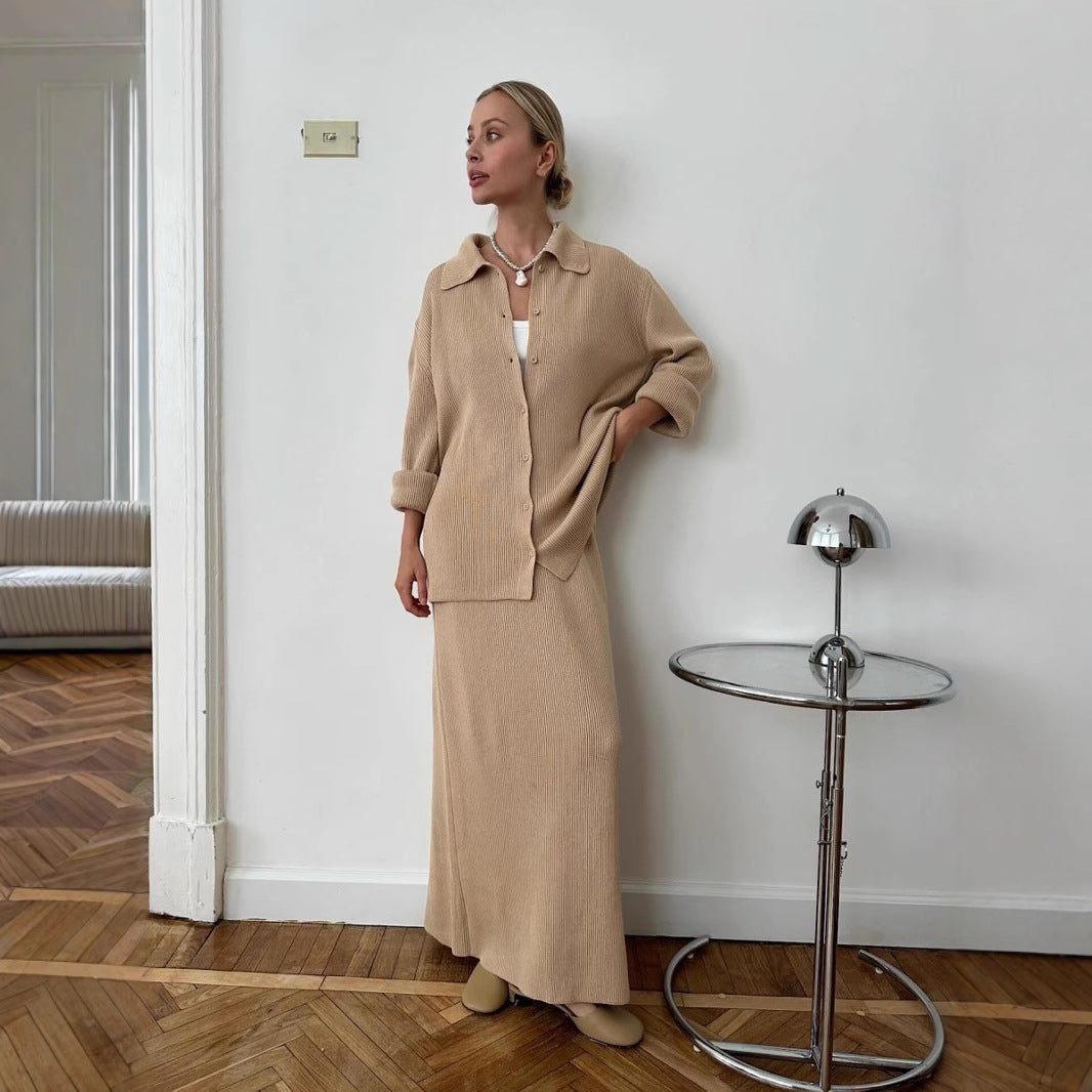 Polo Collar Knit Set
