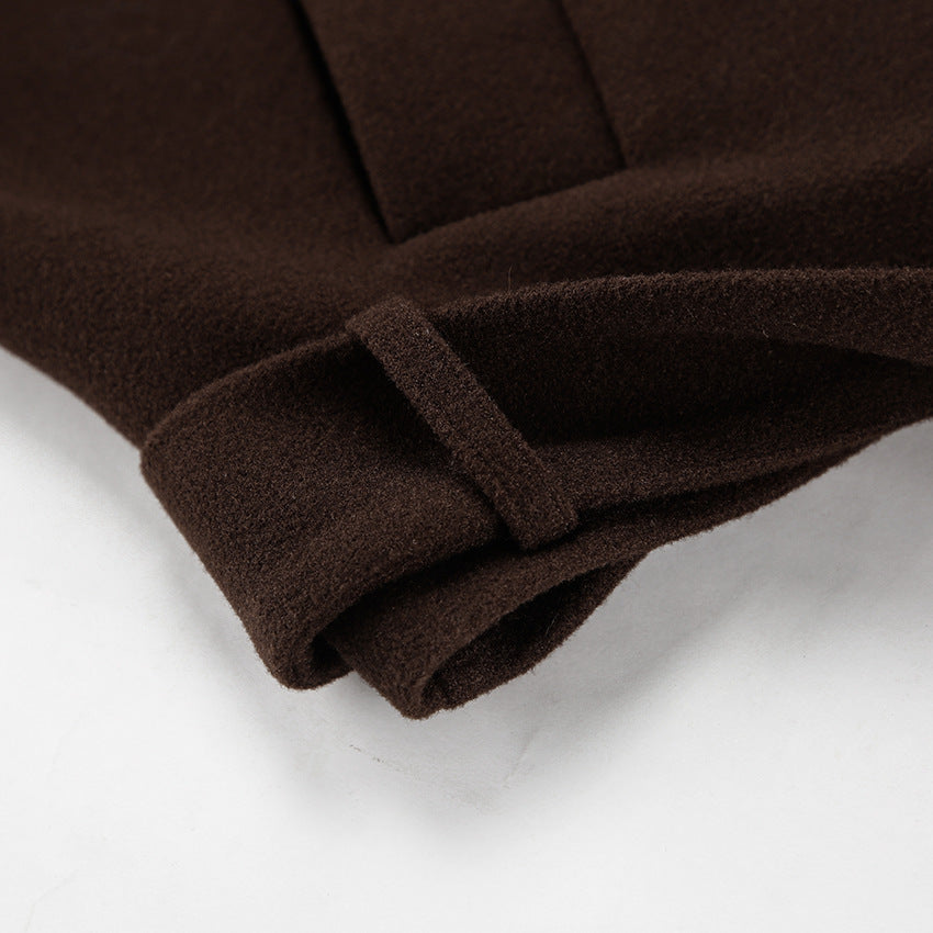 Cropped Wool Blend Double Breasted Coat