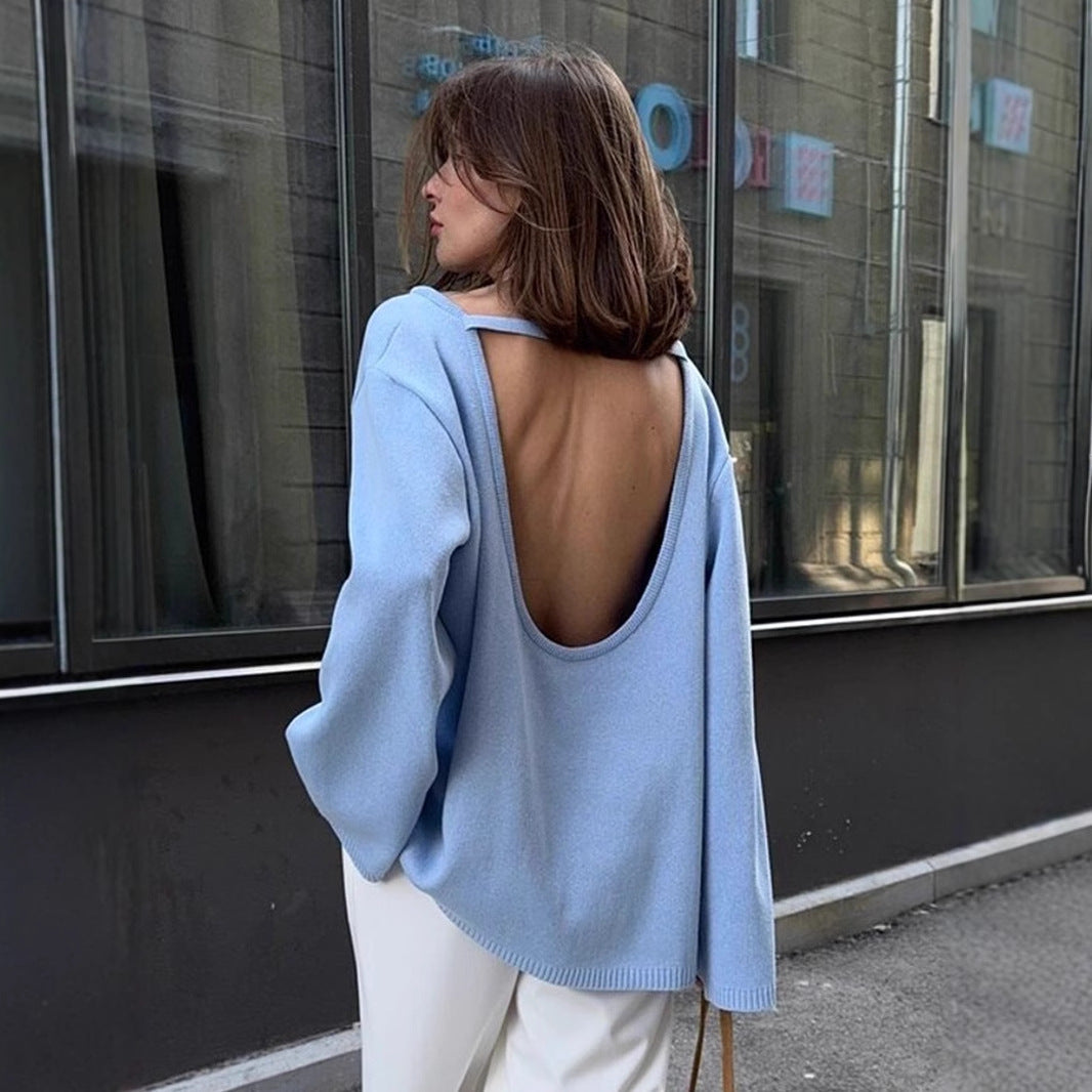 Open Back Knit Pullover