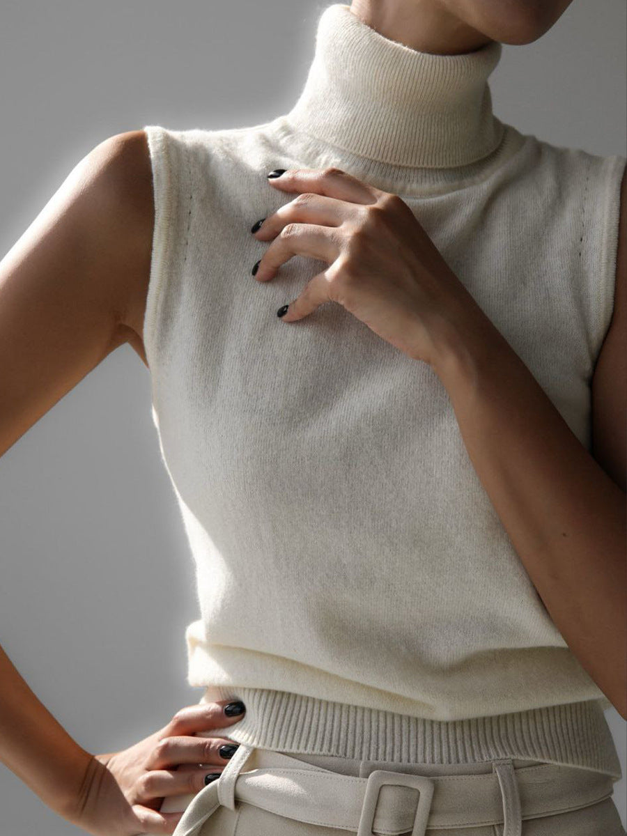 Sleeveless Turtleneck Knit Top