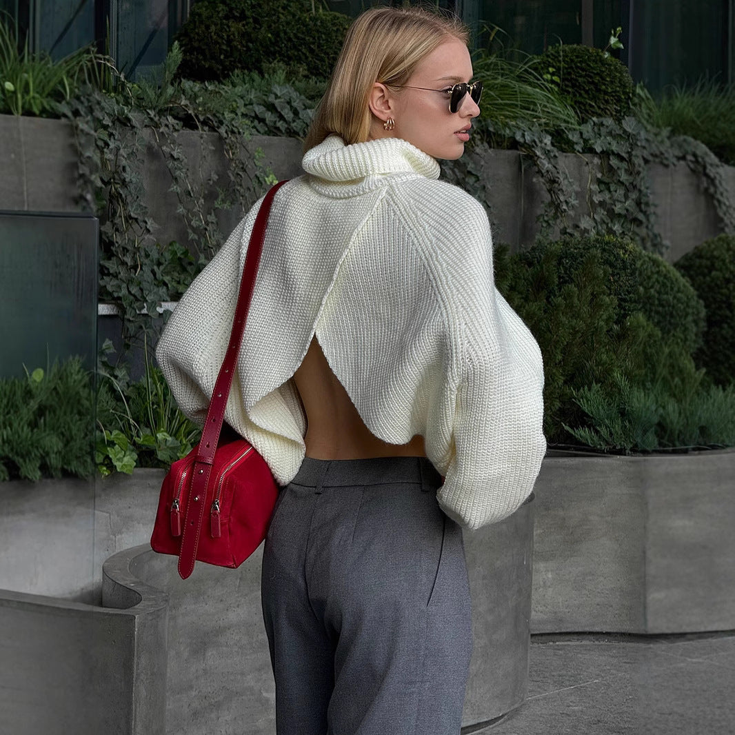 Open Back Turtleneck Sweater