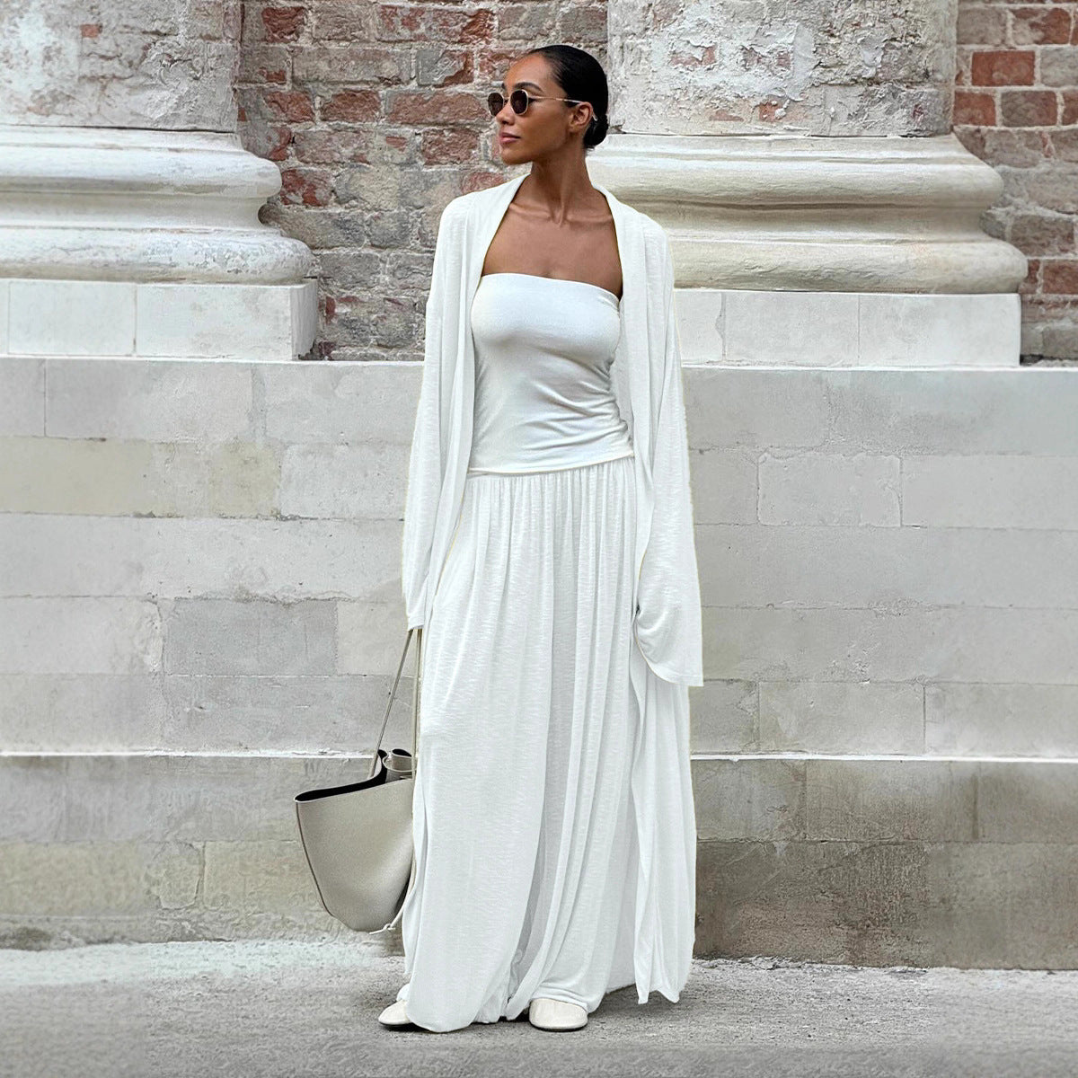 Long Cardigan & Wide-Leg Pants Set