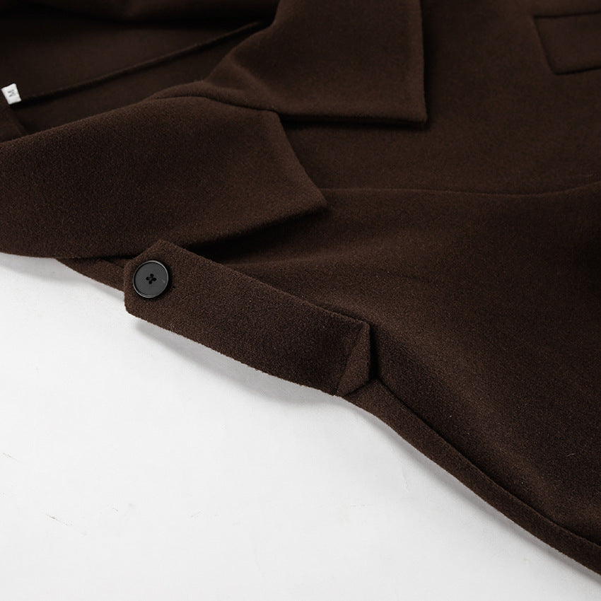 Cropped Wool Blend Double Breasted Coat