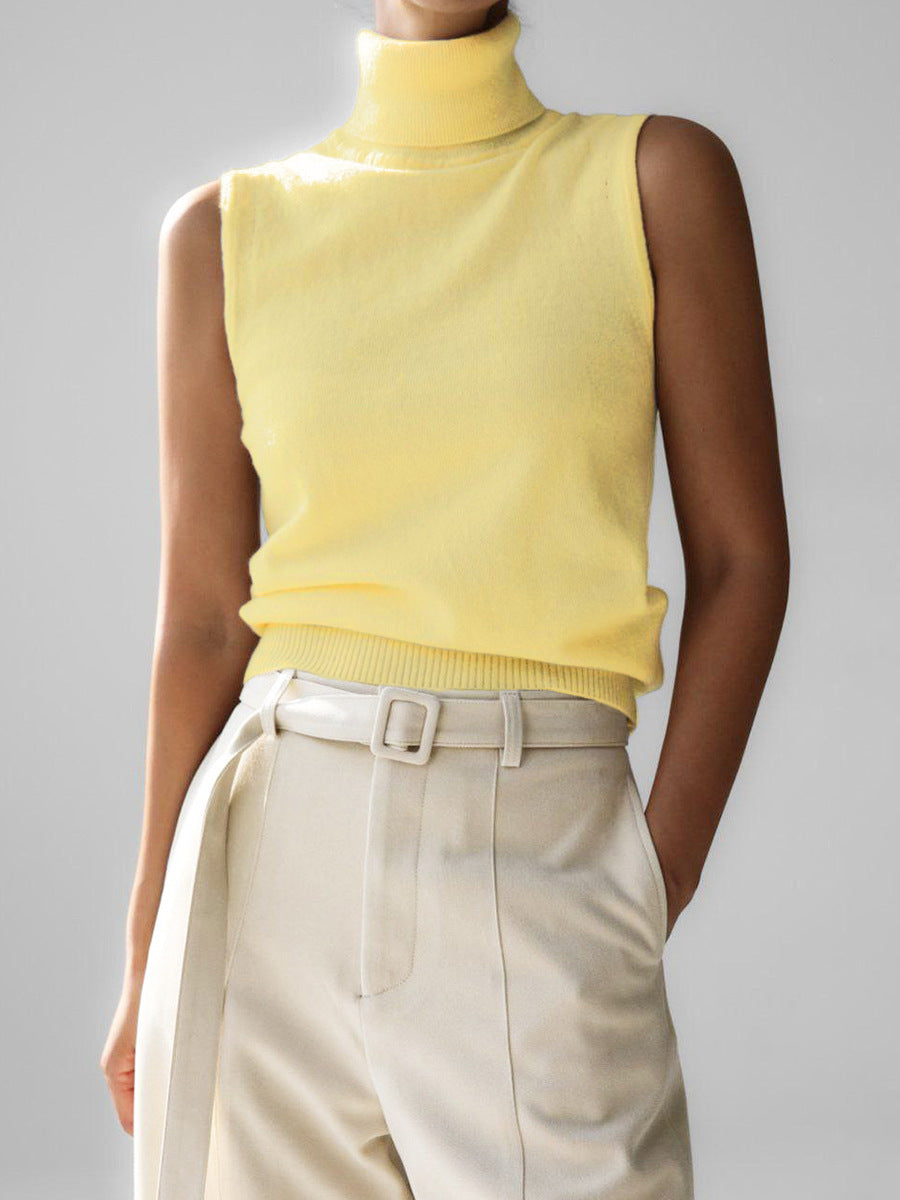 Sleeveless Turtleneck Knit Top