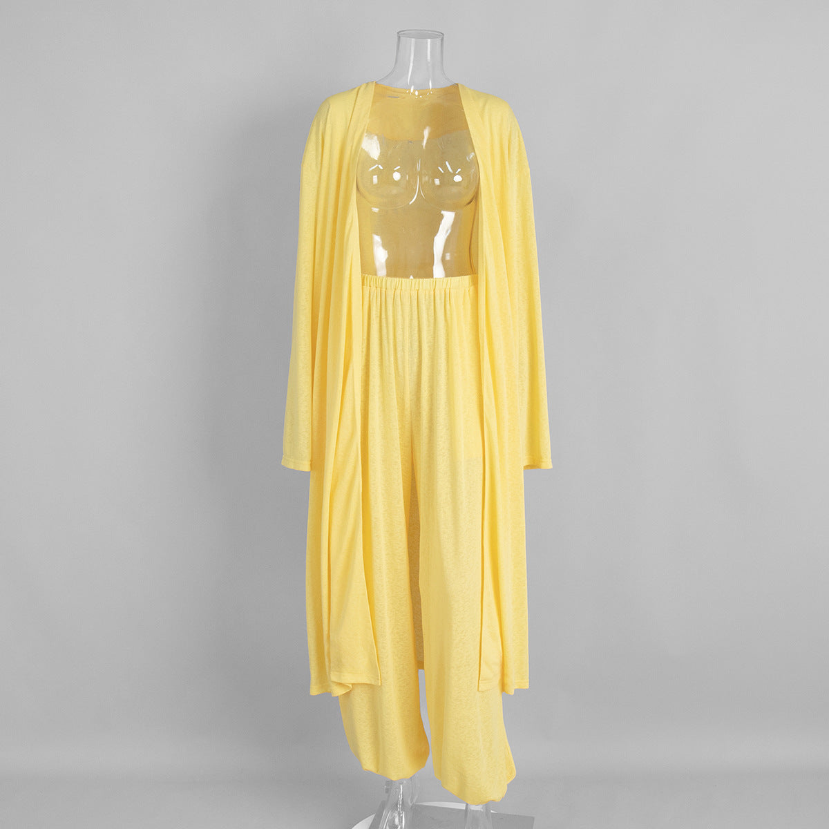 Long Cardigan & Wide-Leg Pants Set