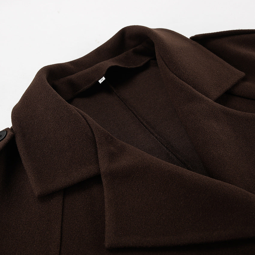 Cropped Wool Blend Double Breasted Coat