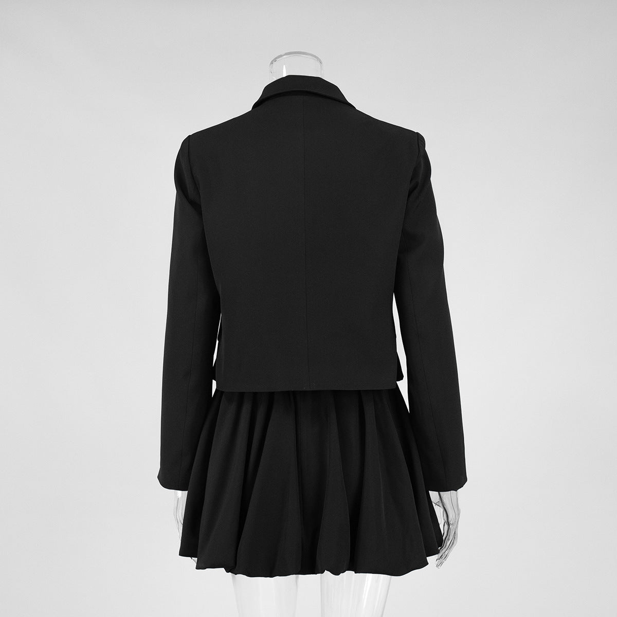 Tailored Cropped Blazer & Pleated Mini Skirt Set