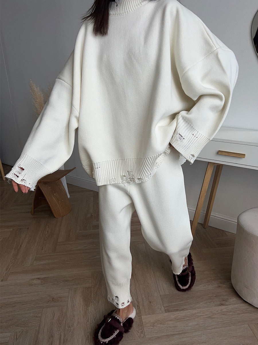 Distressed Knit Oversized Set