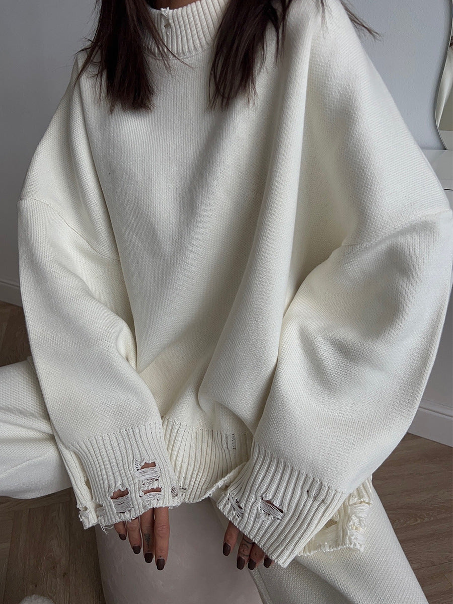 Distressed Knit Oversized Set