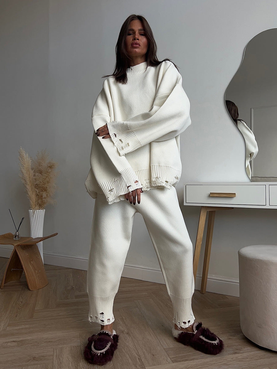 Distressed Knit Oversized Set