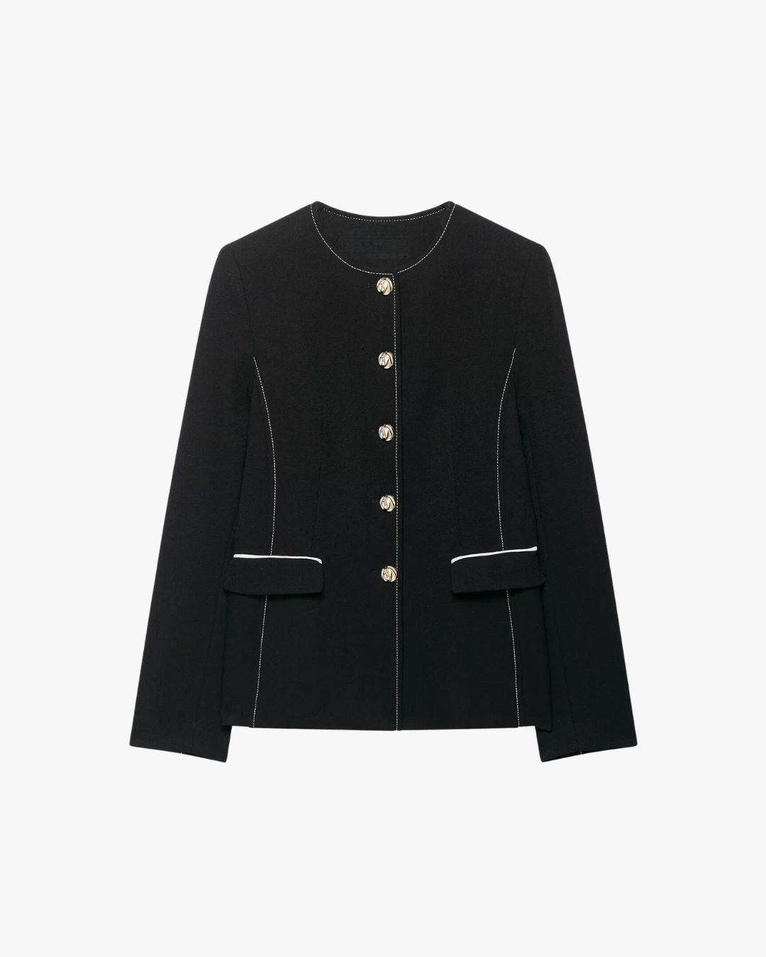 Contrast Trim Blazer & Asymmetric Culotte Set