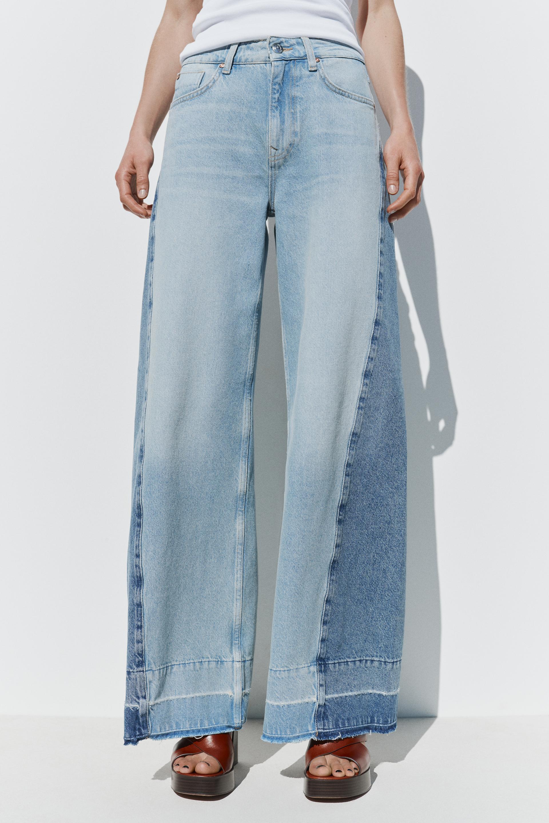 Two Tone Wide Leg Jeans