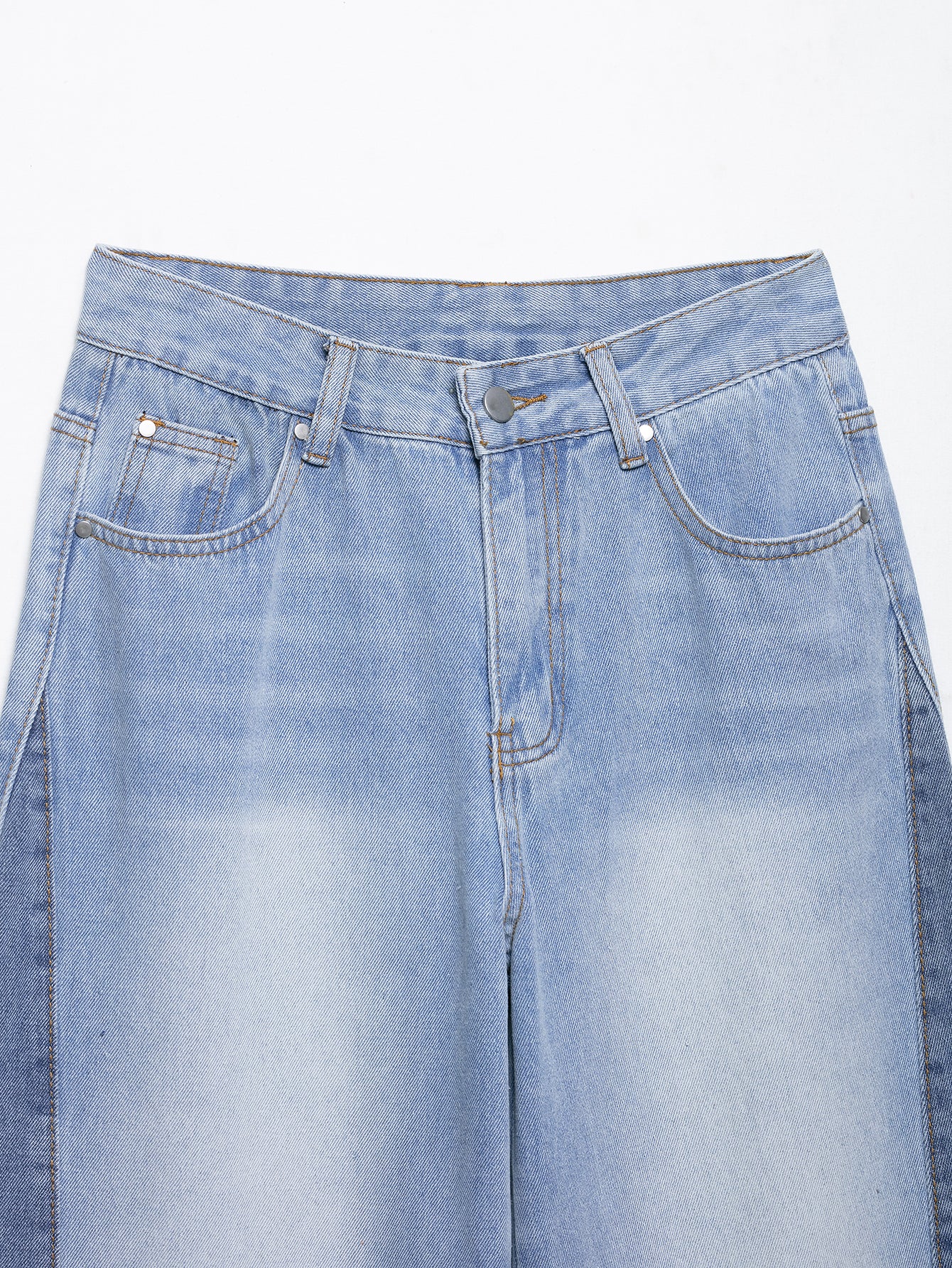 Two Tone Wide Leg Jeans