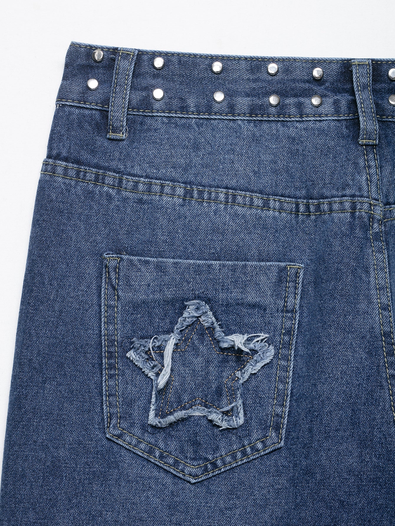 Low Waist Embroidered Denim