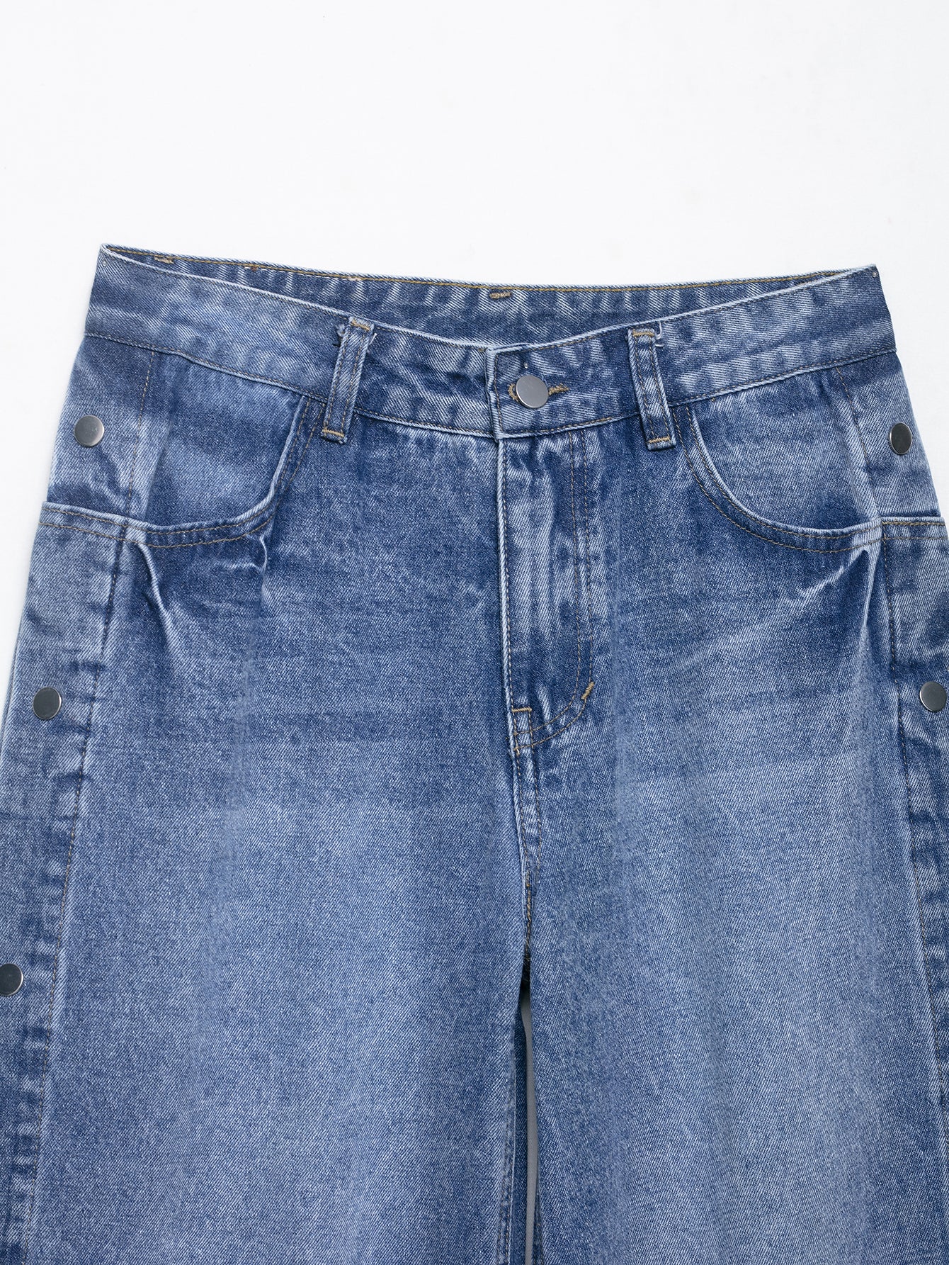 High Waist Buttoned Wide Leg Jeans