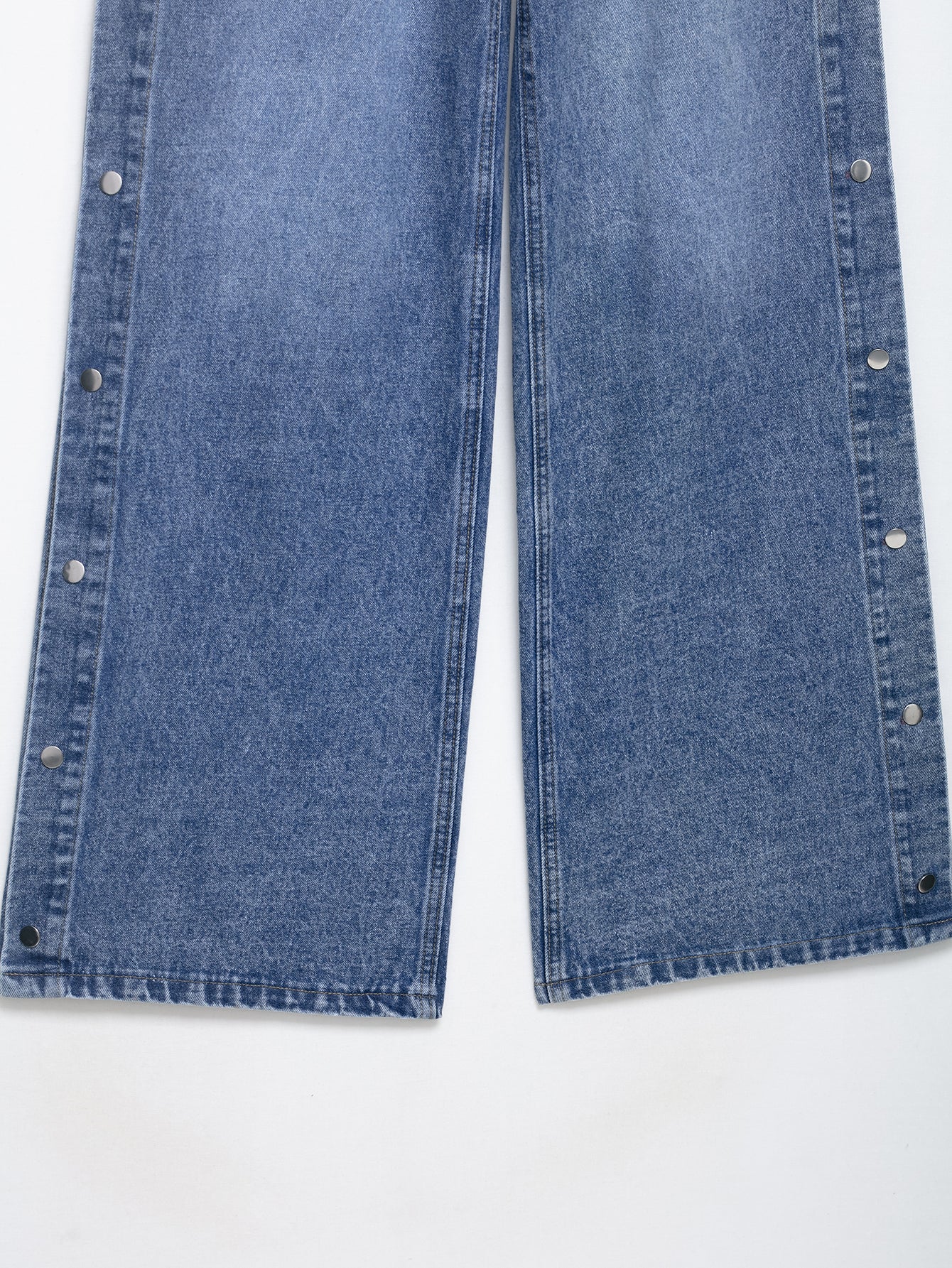 High Waist Buttoned Wide Leg Jeans