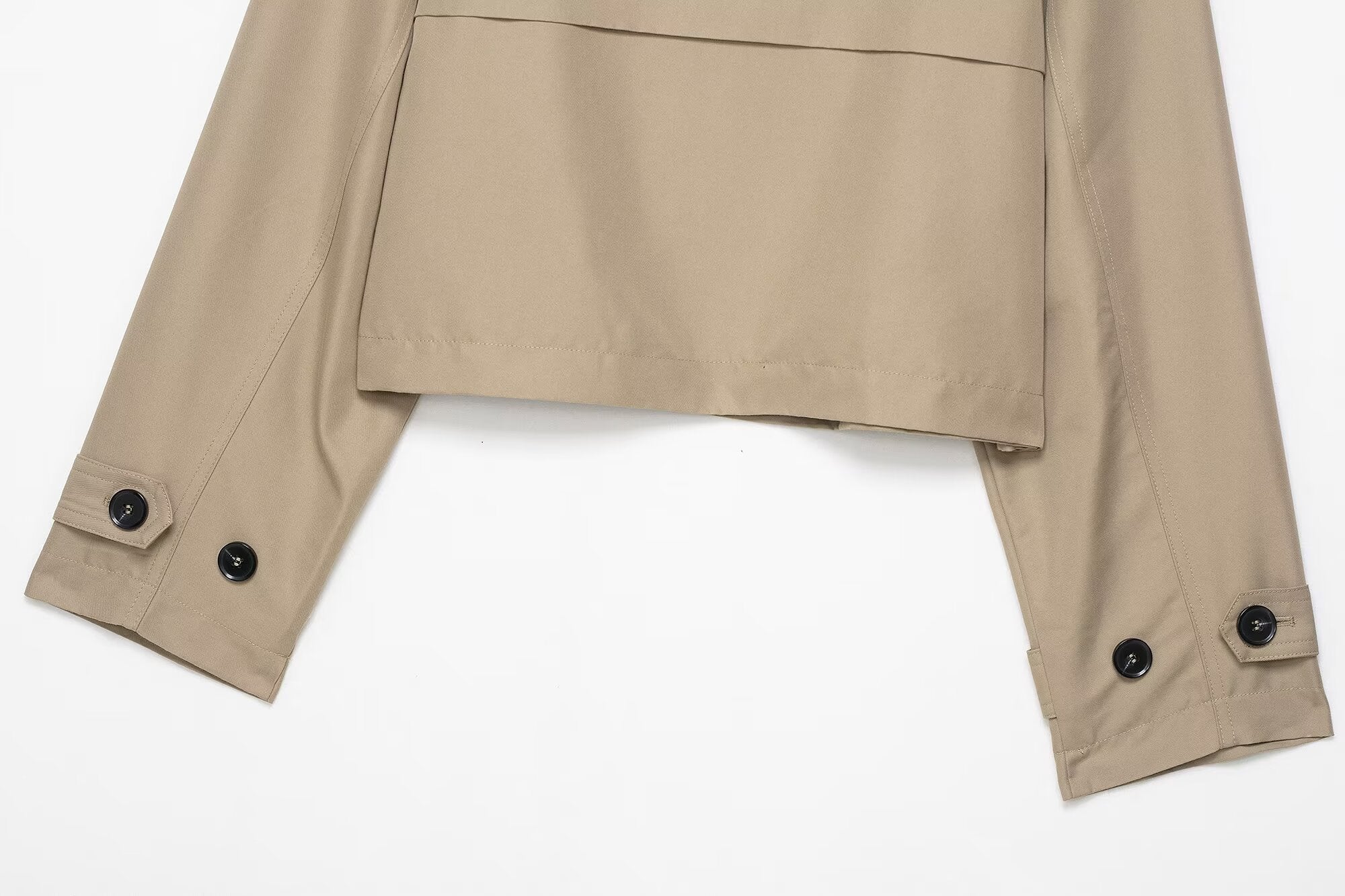 Cropped double breasted trench coat