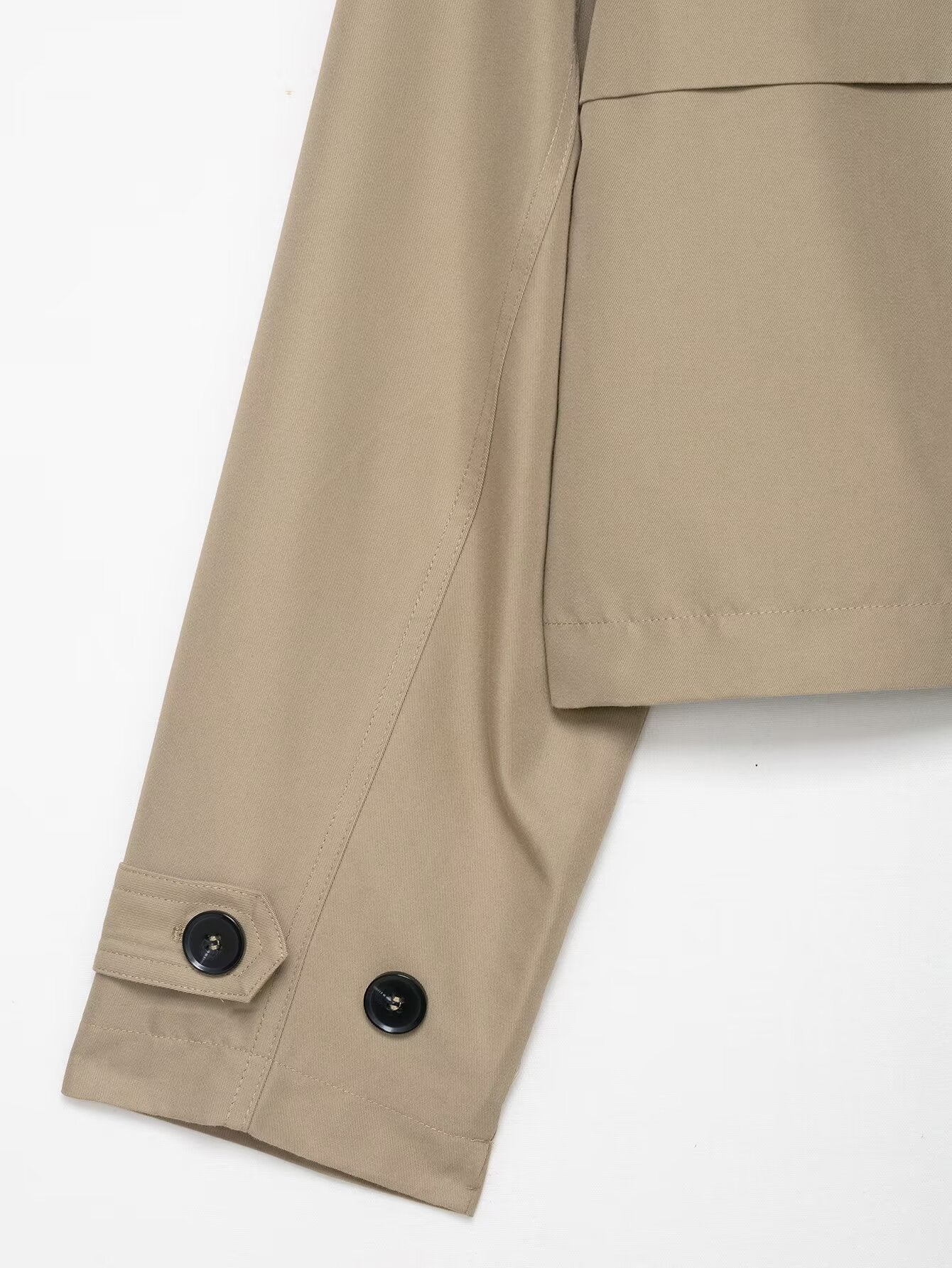 Cropped double breasted trench coat