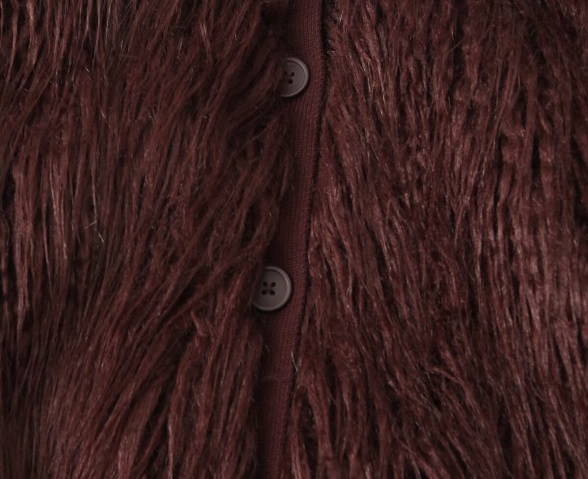 Faux Fur Effect Knitted Coat