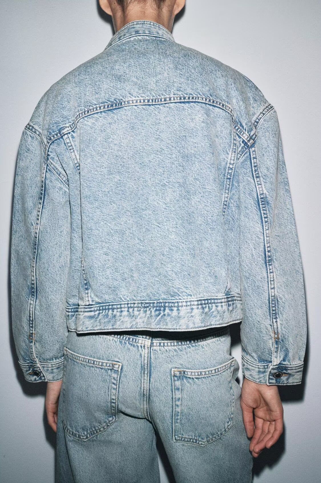 Asymmetric Washed Denim Jacket