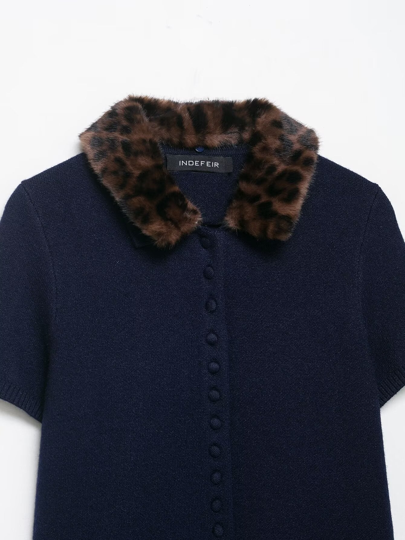Faux Fur Collar Knit Top