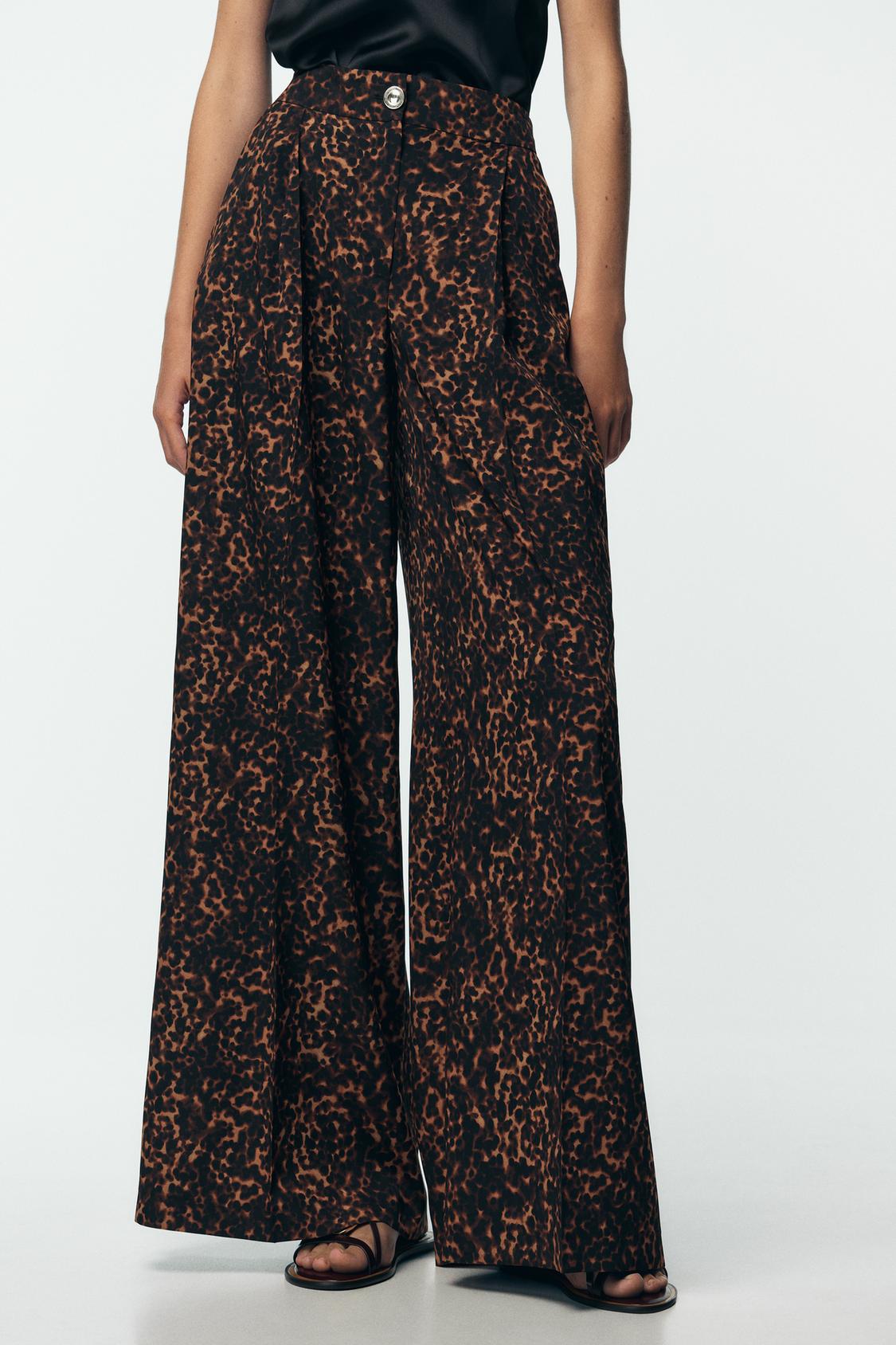 Animal Print Wide Leg Pants