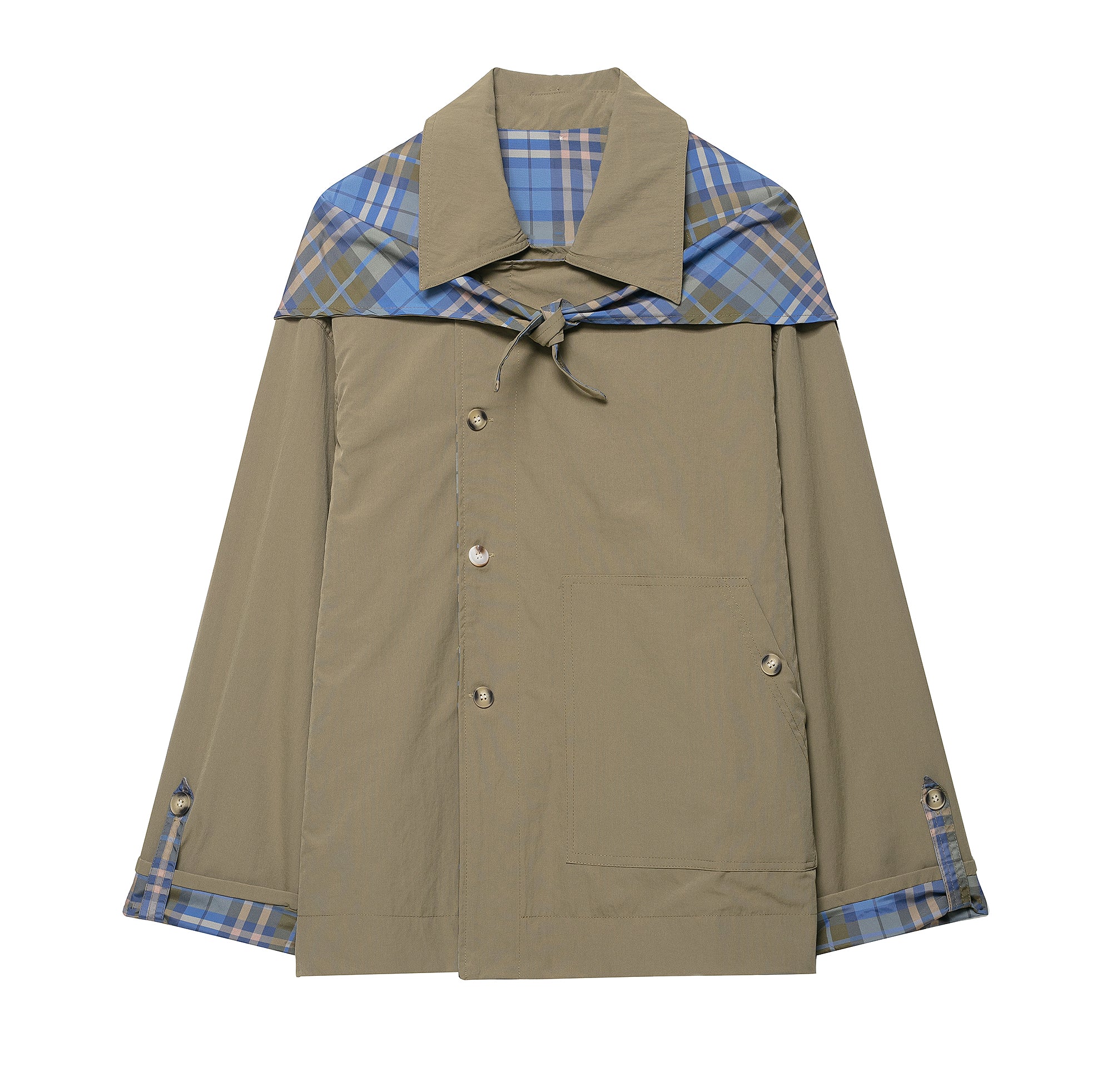 Plaid Collar Double-Sided Coat
