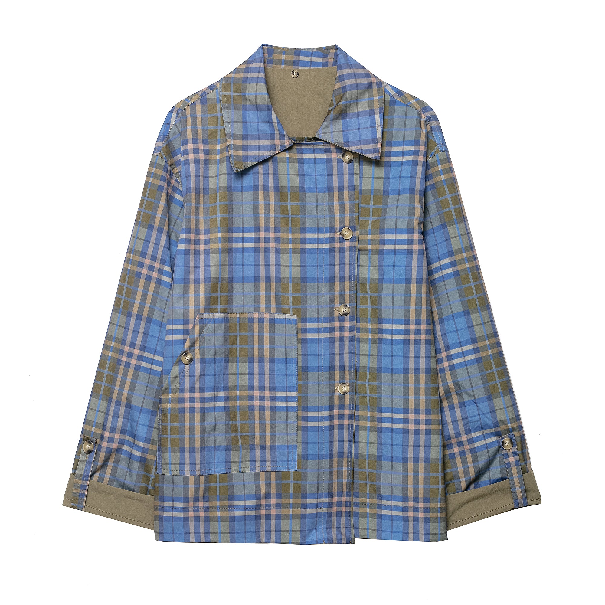 Plaid Collar Double-Sided Coat