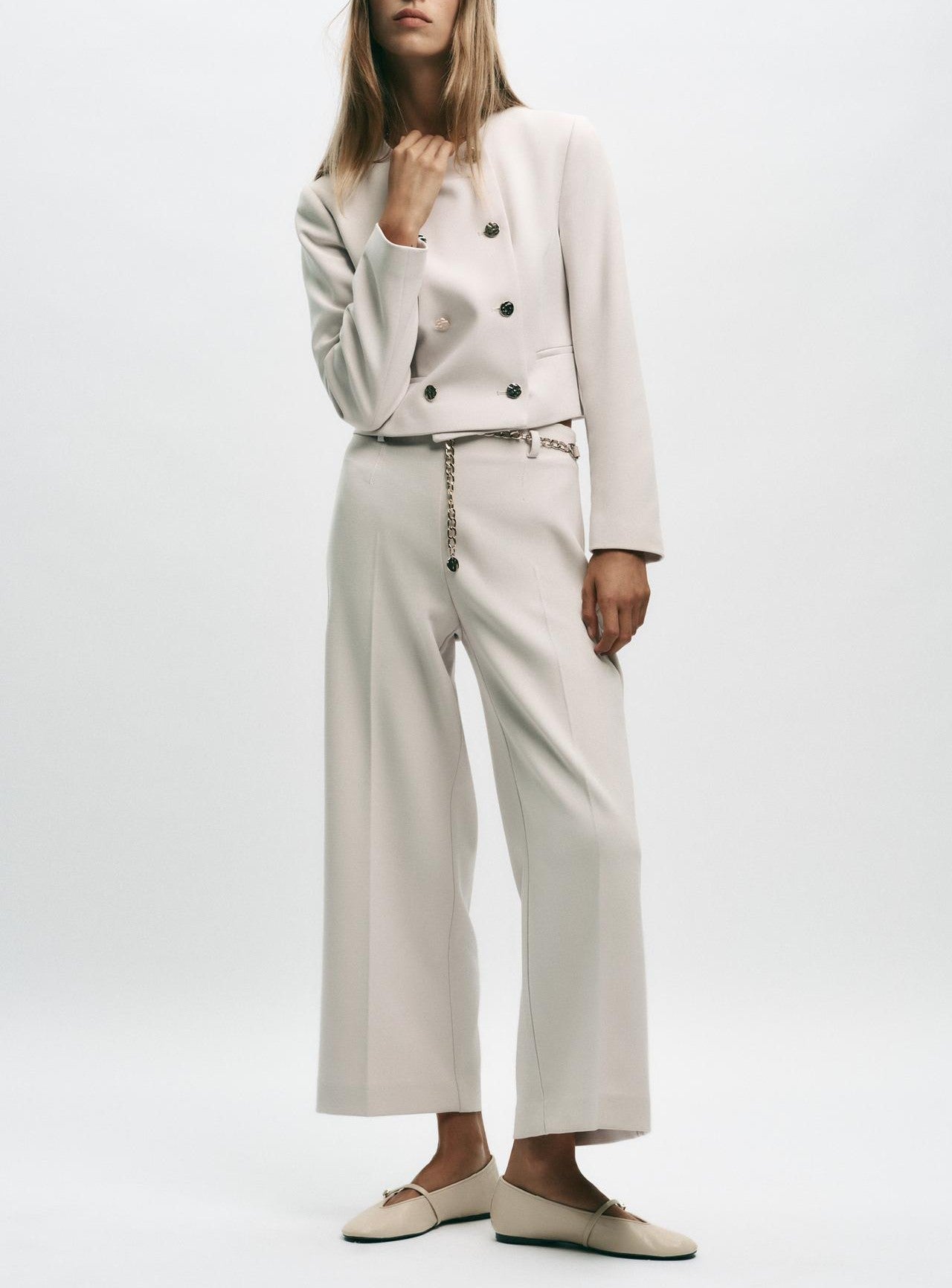 Double-Breasted Cropped Blazer