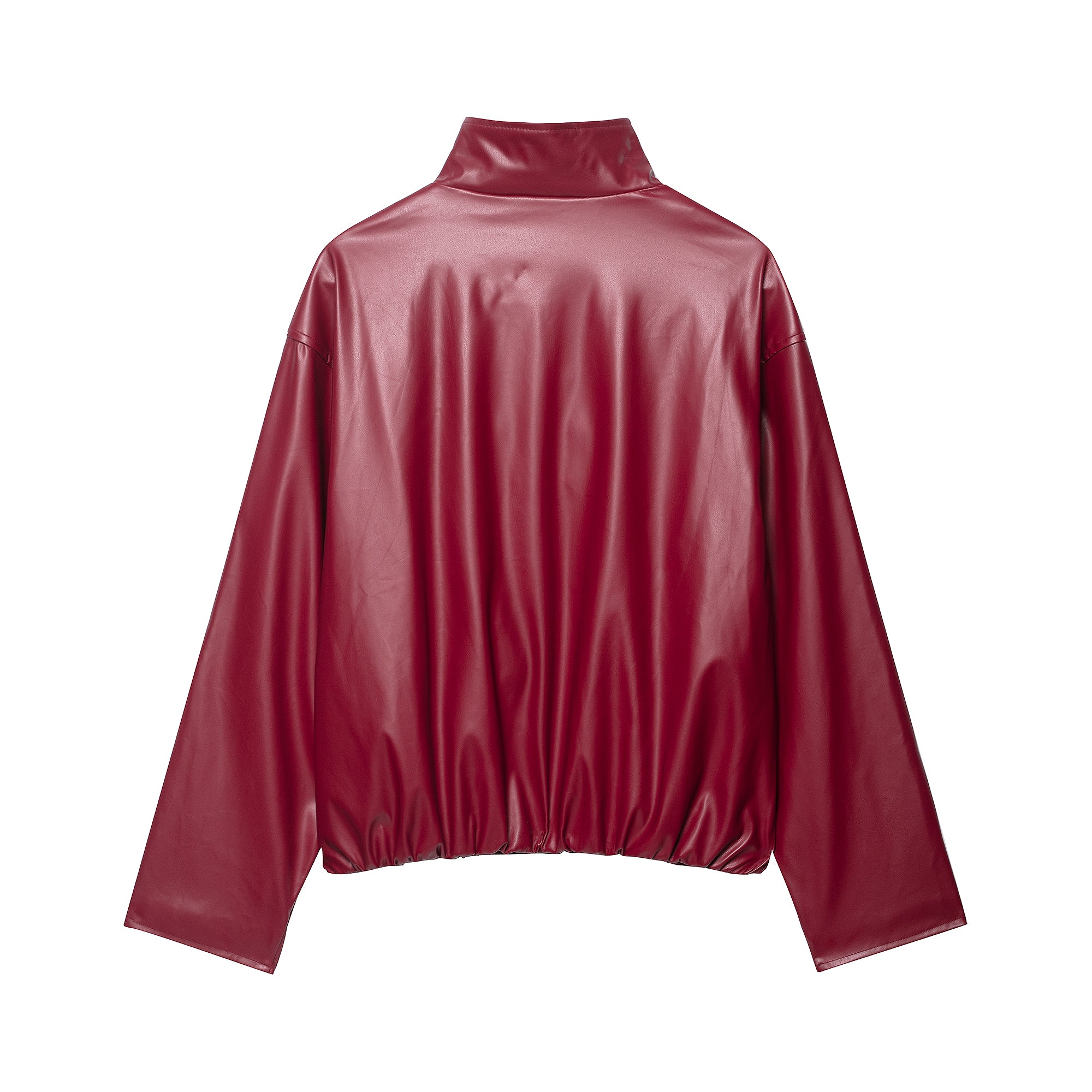 Stand Collar Faux Leather Jacket